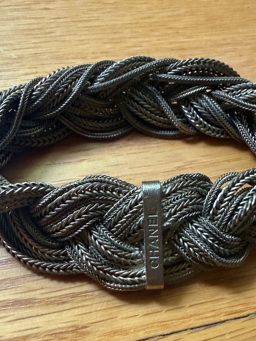 CHANEL Braided Rope Bracelet in Metallic Gunmetal